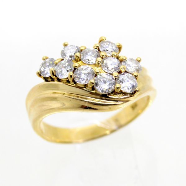クリスマスツリー特価! ◎中古美品◎18金 ダイヤ 1.03ct リング 12号 イエローゴールド