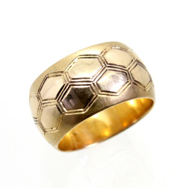 売れ筋ランキングも掲載中! ◎中古美品◎18金 11.2g 亀甲彫 平甲丸 リング 11号 イエローゴールド