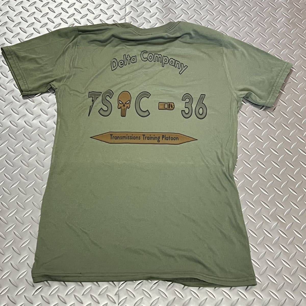 米軍放出品 Tシャツ スカル ガイコツ おしゃれ サバゲー OD SMALL (INV S45)の画像4