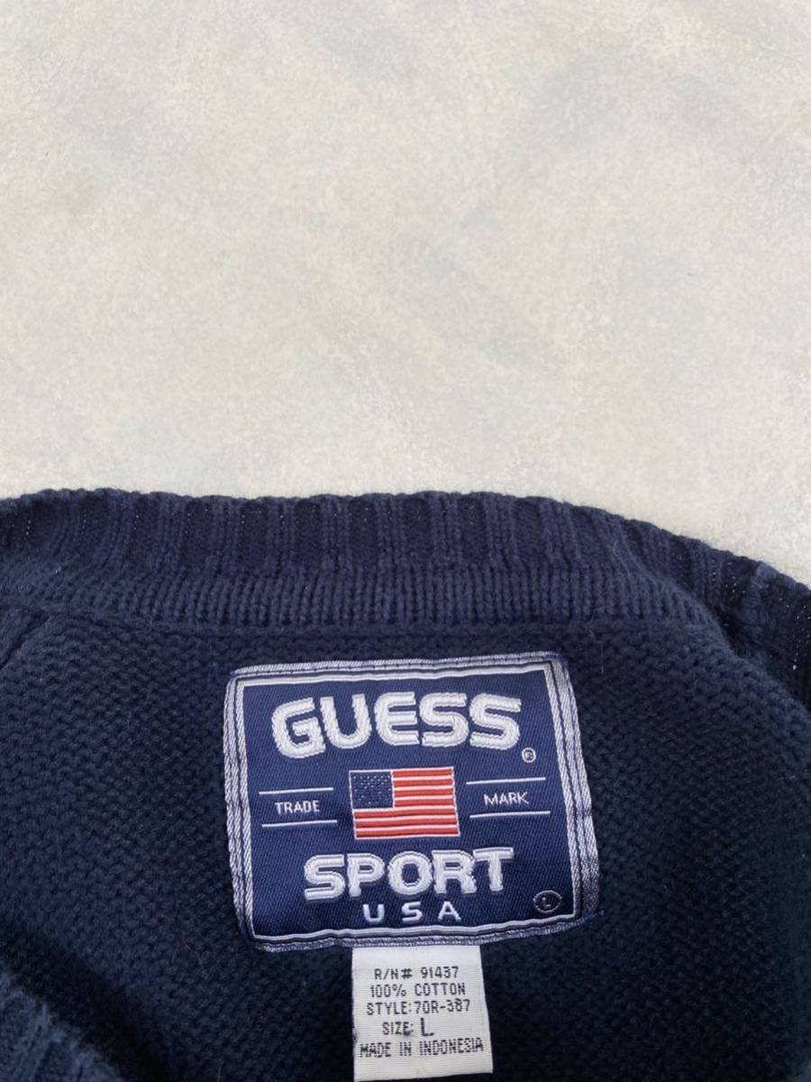 GUESS SPORT USA ニットセーター サイズL 星条旗 刺繍 ゲス スポーツ ヴィンテージ 90s 古着 ゆるだぼ_画像3