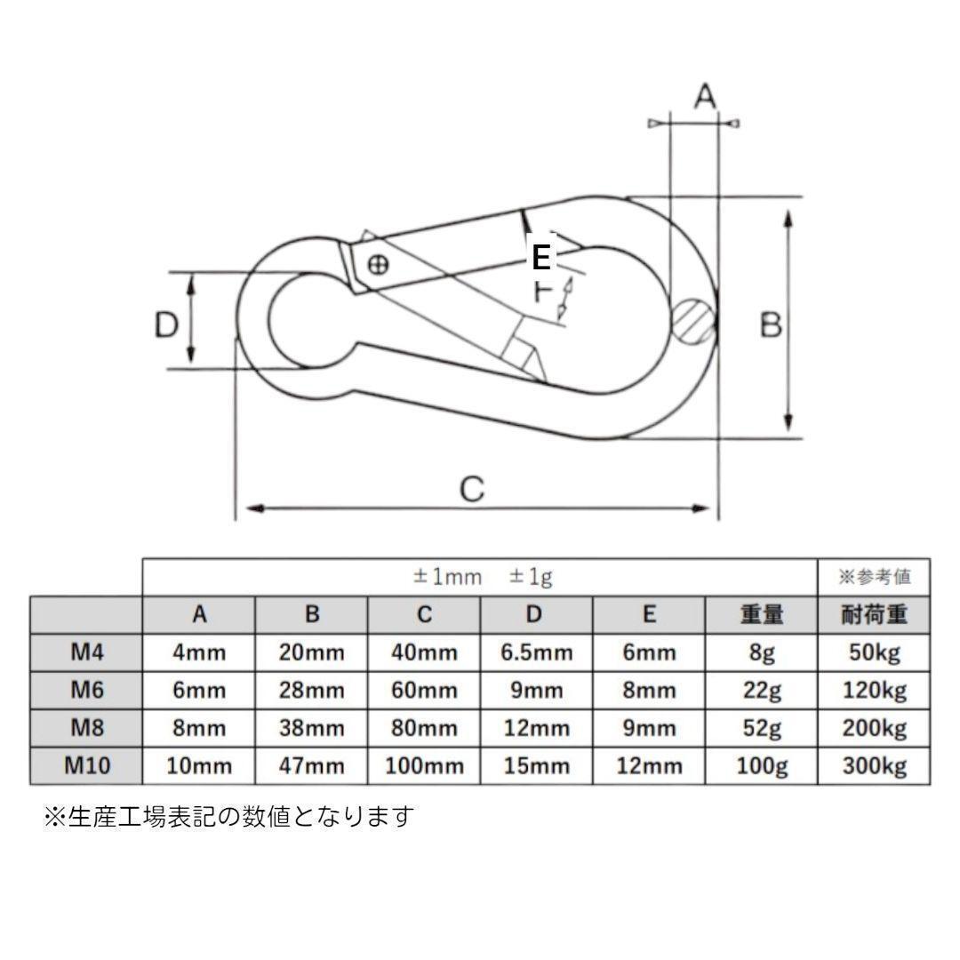 ステンレス製 カラビナ 10個 Ｍ4 全長40mm 多機能 多用途_画像3