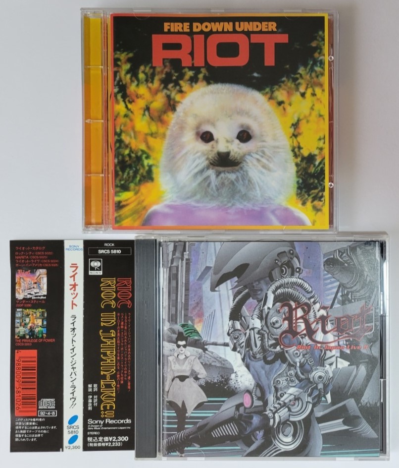 RIOT CD2 sheets FIRE DOWN UNDER BONUS TRACK IN JAPAN LIVE 1990la Io  toy n* Japan live NARITA WARRIOR ON YOUR KNEES MARK REALE