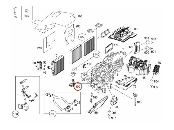 純正OEM BEHR ベンツ R230 R231 SL350 SL500 SL550 SL55AMG SL600 SL63AMG エバポレーターセンサー/エバポレーター温度センサー 2208300772_画像2