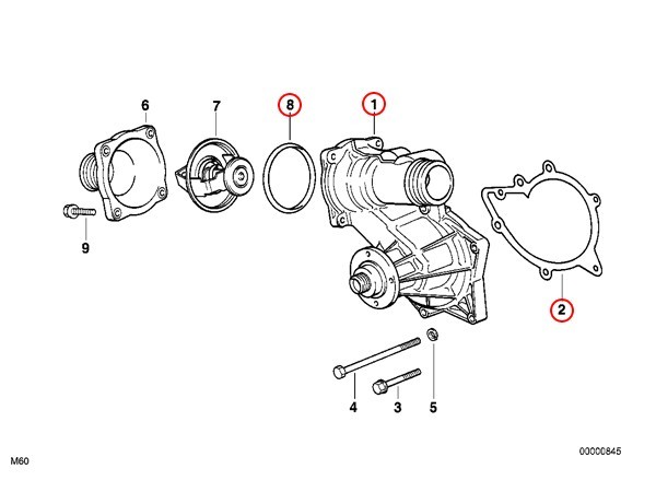 [半年保証]GRAF製 BMW 7シリーズ E38 740i ウォーターポンプ M60 V8エンジン ガスケット付き11510004164 11510007043_画像2