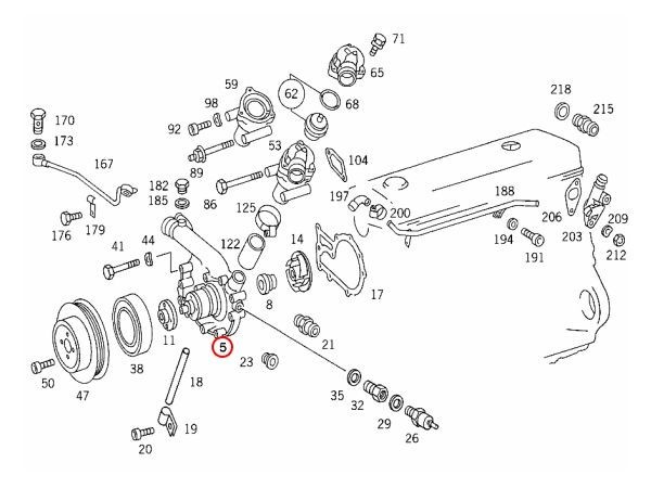[6ヶ月保証]GRAF製 ベンツ W124 230E E230 ウォーターポンプ ガスケット付き M102 エンジン用1022005001 1022004901 1022006201_画像2