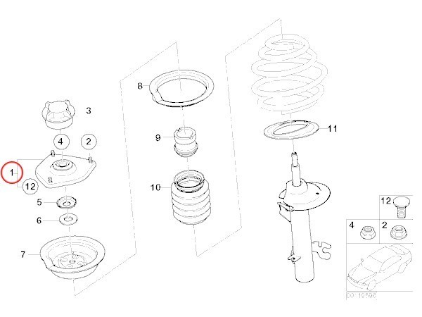 * original OEM LEMFORDER made BMW MINI Mini R50 R53 R52 Cooper Cooper S one 1.6i front shock upper mount left right 31306778833