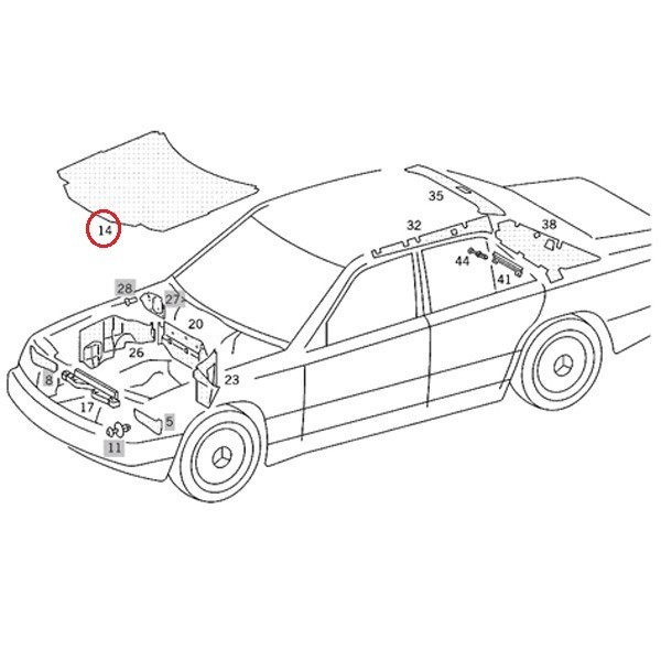 ベンツ Eクラス W124 E220 E280 E300 E320 E400 E500 220TE 230TE 300TE 320TE ボンネットインシュレーター 1246800025 1246820726の画像2