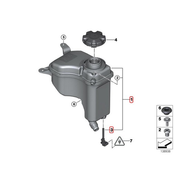 febi bilstein製 BMW E87 E88 E82 116i 118i 120i 130i 135i ラジエーターサブタンク センサー付き 17137640514 17137519368 17137567462_画像2