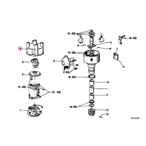 STANDARD製 BMW 1500-2000CS 1500 1600 1800 1800ti 1800tiSA 2000 2000C 2000CS 2000ti 2000tii 2000tilux デスビキャップ 12111354999_画像2