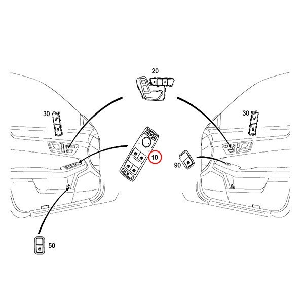 ベンツ Eクラス W212 A207 C207 E250 E300 E350 E550 E63 フロント パワーウインドウスイッチ 運転席側 ミラー電動格納タイプ用 2128208310_画像2
