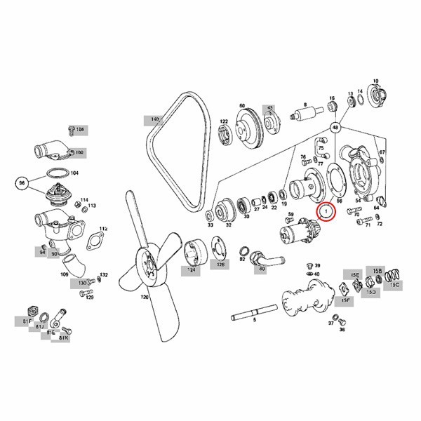 [6ヶ月保証] GRAF製 ベンツ Gクラス W460 ウォーターポンプ ガスケット付き M617 M616 M615 M115 M114 M110 M130 M180 PA105 1102000920_画像2