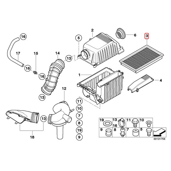 純正OEM Hengst製 BMW MINI ミニ R53 ハッチバック エアフィルター/エアクリーナー/エアエレメント W11 エンジン用 13721491749_画像2