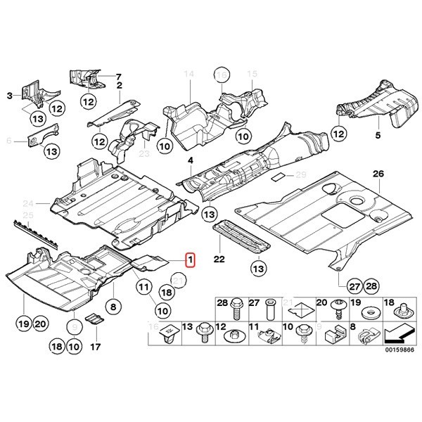 BMW 3シリーズ E46 セダン ワゴン 318i 325i 328i エンジンアンダーカバー/エンジンルームシールド 51718193818_画像2