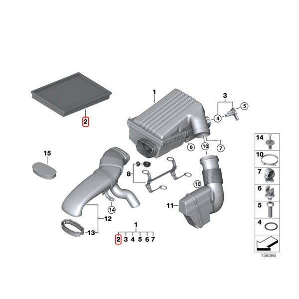 純正OEM Hengst製 BMW X5/E70 3.0si/xDrive30i エアフィルター/エアクリーナー/エアエレメント N52N エンジン用 13717548888_画像2