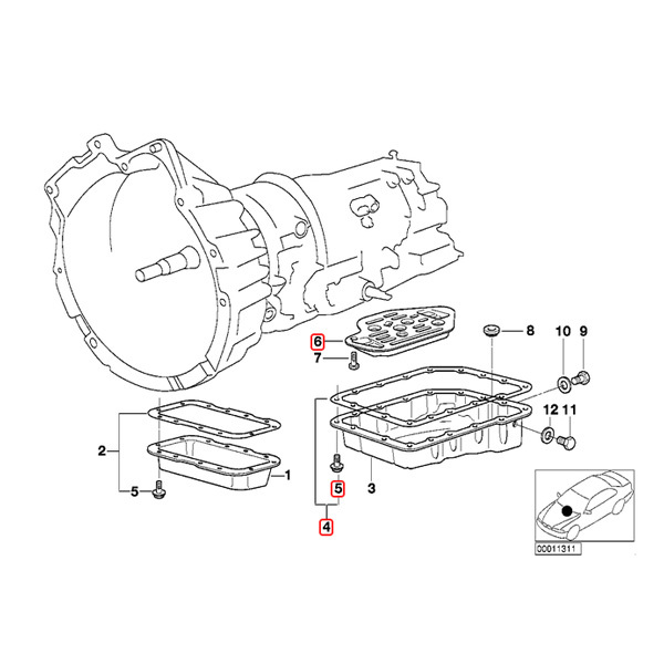 マイレ製 BMW Z3/E36 1.9 2.0 2.8 ATオイルフィルター ガスケット＆ボルト付 A4S270R/310R系 24111218899 24111421367 24111218854の画像2