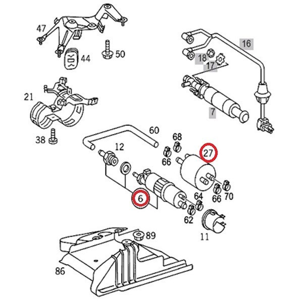 ベンツ C208 CLK200 燃料ポンプ フューエルポンプ＆燃料フィルター 0004706394 0004704994 0004705494 0024772701 0024772801_画像2