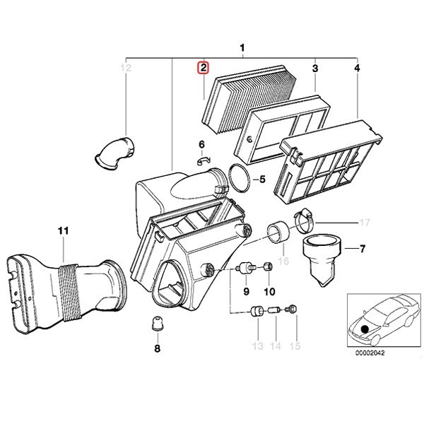 [優良品]BMW X3/E83 Z3/E36 Z4/E85 2.0 2.2i 2.5i 2.8 3.0i Mロードスター Mクーペ エアエレメント 13721730449 13721730946_画像2