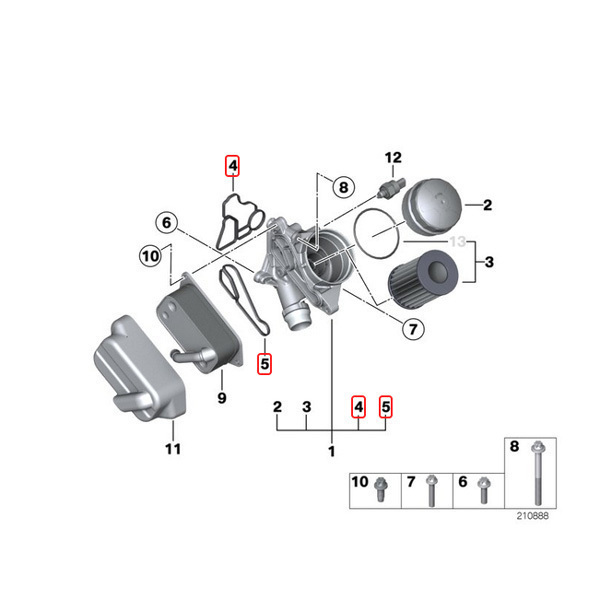 全国送料200円 BMW F30 F80 F31 F34 320i 328i 335i ActiveHybrid3 M3 オイルフィルターハウジング ガスケット 11428637820 11428637821_画像2