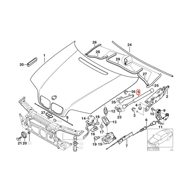 純正OEM STABILUS製 BMW E46 M3CSL エンジンフードダンパー 左右共通 片側 51237893236_画像2