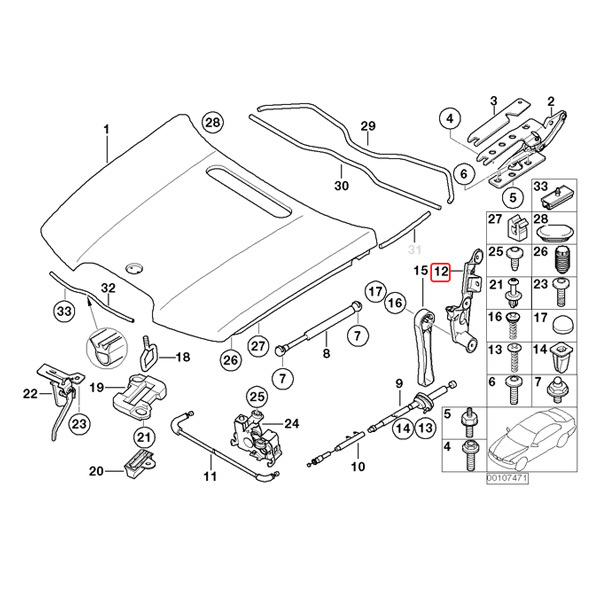 URO製 BMW E66 745Li 750Li 760Li ボンネットリリースハンドルブラケット 51237023992_画像2