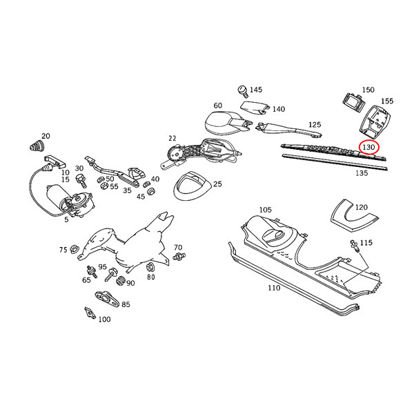 BOSCH製 ベンツ Eクラス W124 220E 230E 260E 280E 300D 300E 300E-24 320E 400Eワイパーブレード 1本 1298200345 1298200845 2018201145の画像2