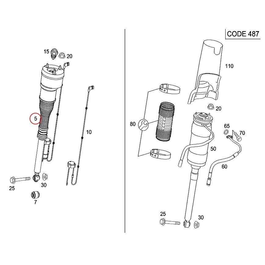 [1年保証付]ベンツ CLクラス W216 CL550 CL600 CL63AMG リア/リヤ エアサスペンション/ショックアブソーバー 左側 2213205513_画像2