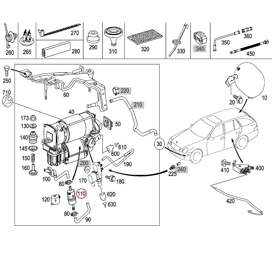 純正OEM MANN ベンツ W211 エアサスコンプレッサーフィルター 2203200069 E240 E250 E280 E300 E320 E320CDI E350 E500 E550 E55AMG E63AMG_画像3