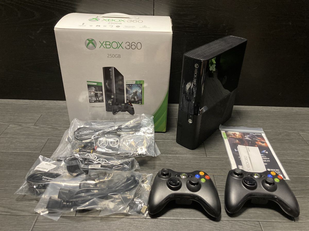 *[ prompt decision ] used rare last model Xbox360E liquid black 500GB original HDD exchangeable ending / including in a package soft less / controller 2 piece * free shipping *