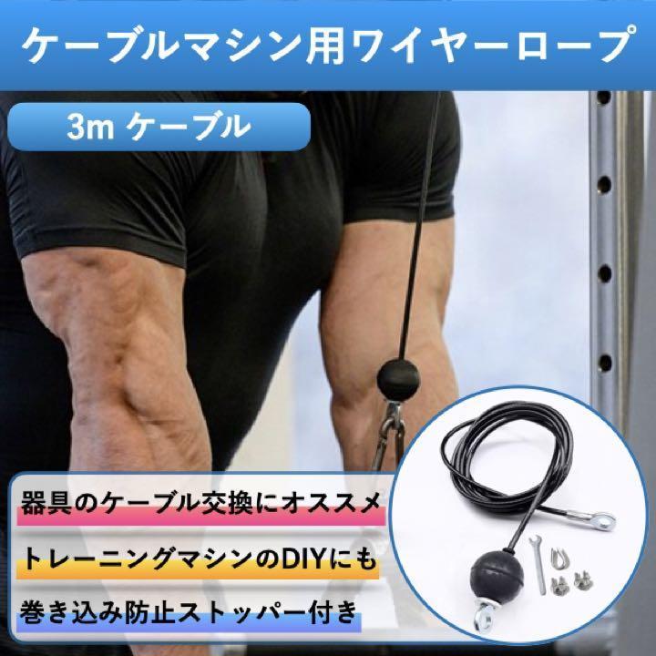 ワイヤーロープ ケーブルマシン用 アタッチメント ジム トレーニング器具 筋トレ 3m ラットプルダウン スミスマシン cim-131-3m_画像1