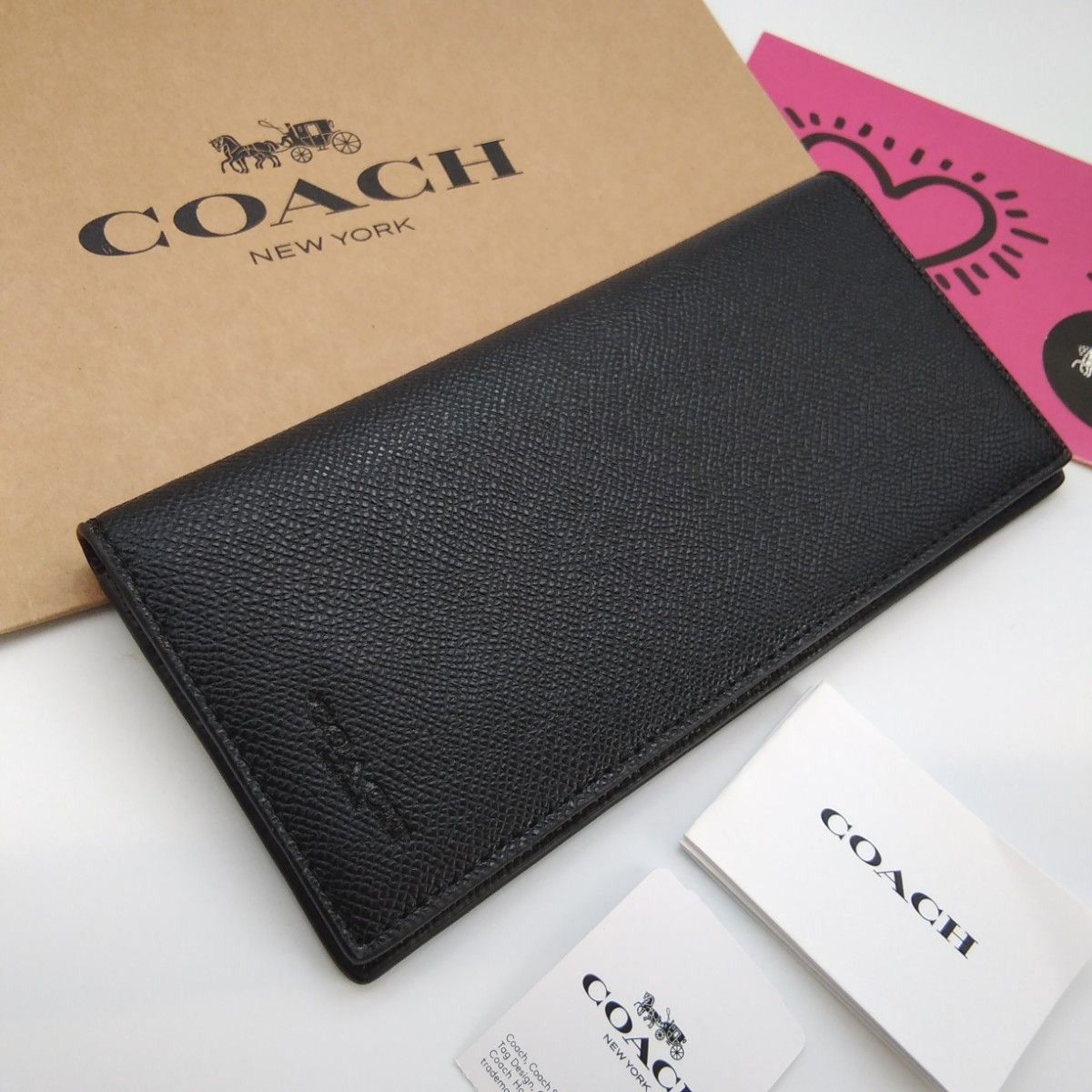 新作　新品　COACH　長財布　メンズ　カラー　ブラック　黒色