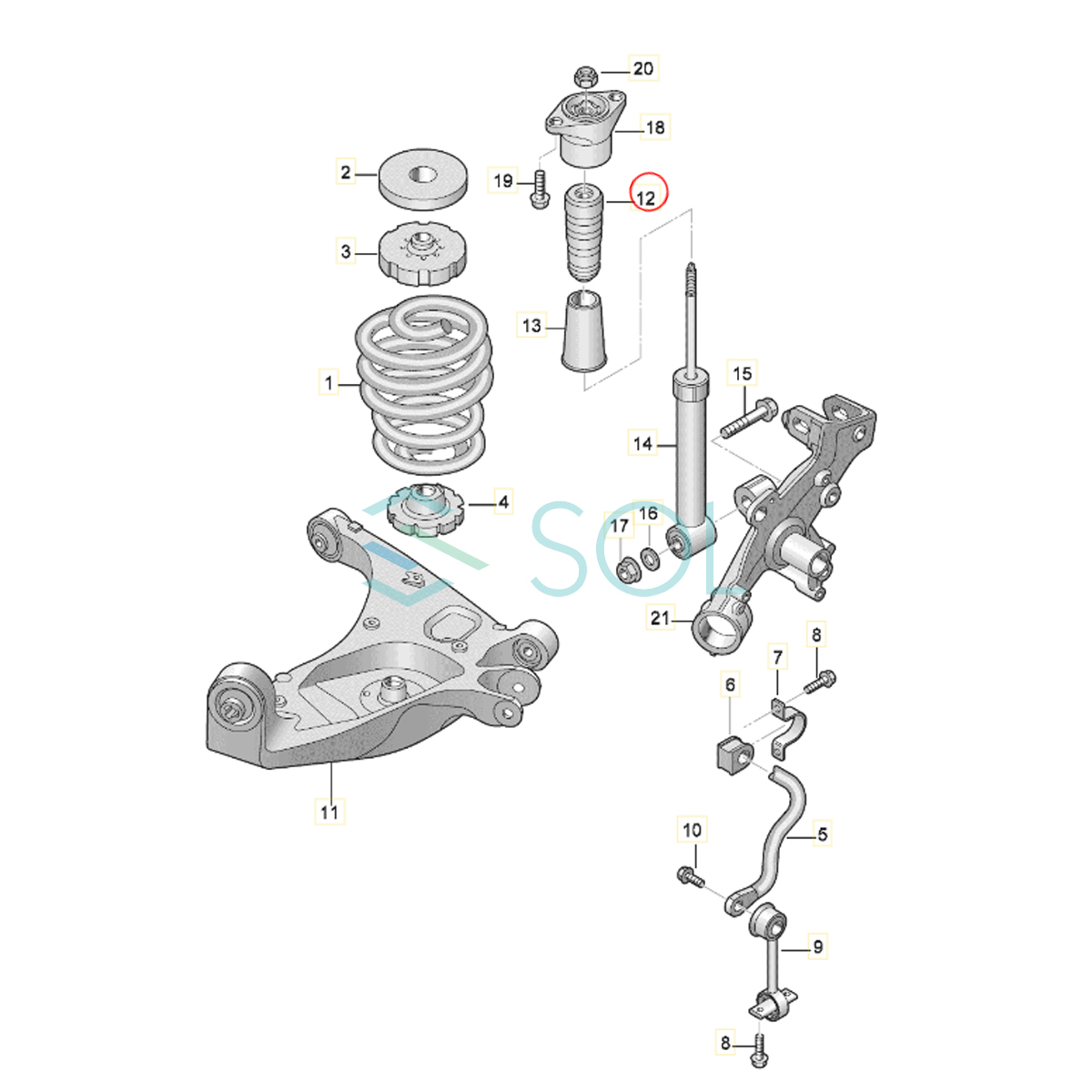 VW パサートB5(3B2 3B3 3B6) リア ショック バンプラバー バンプストップラバー 左右セット 3B0512131H 出荷締切18時_画像3