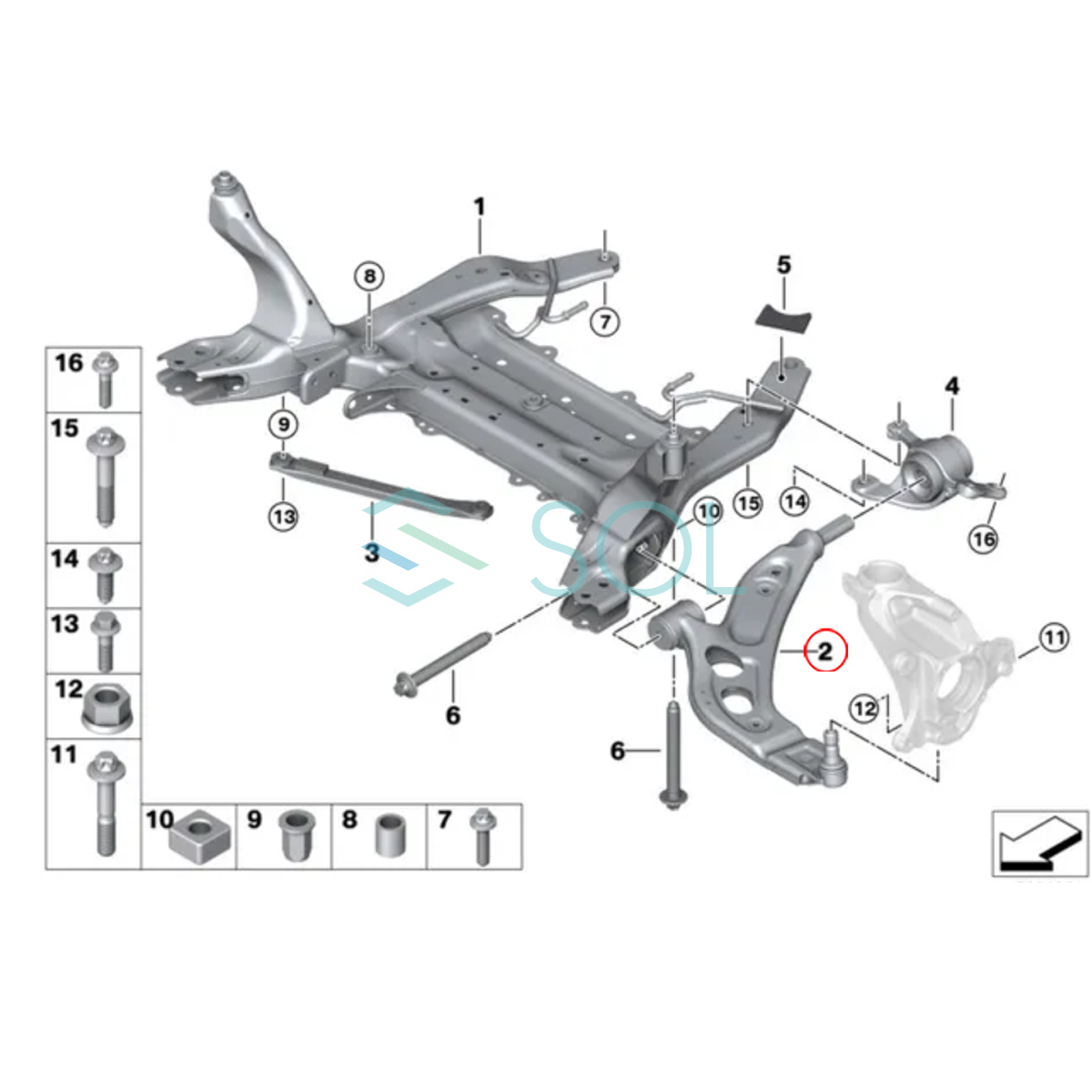 BMW F48 X1 F39 X2 フロント ロアアーム 右側 18i 18d 18dX 20i 20dX 20iX 25iX 31126879844 31122785114 31126871302 31126851204_画像2