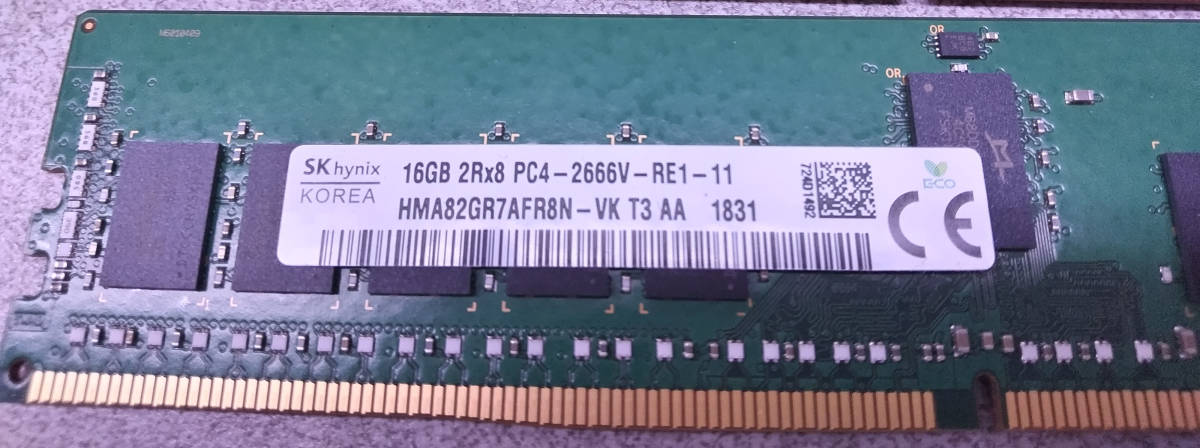送料無料 メモリ 16GB x4 DDR4 PC4-2666V RDIMM ECC PC4-21300 Dell PowerEdge R430 R540 R740 Precision Workstation 5820 HP ProLiant BLの画像2