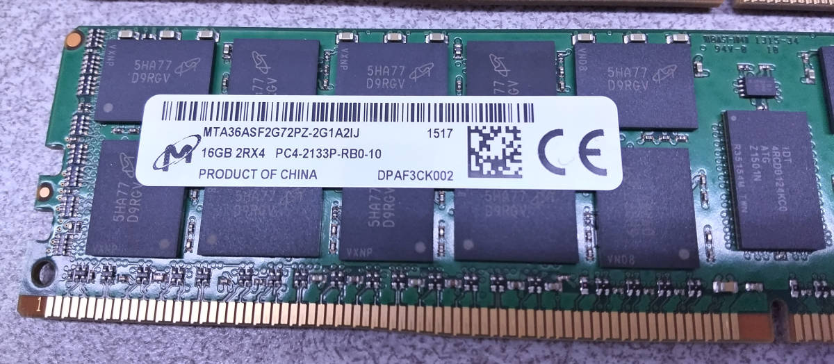 送料無料 メモリ 16GB x4 DDR4 PC4-2133 ECC RDIMM Dell PowerEdge T430 T630 FC630 Precision T5810 T7910 MTA36ASF2G72PZ PC4-17000 HP_画像2