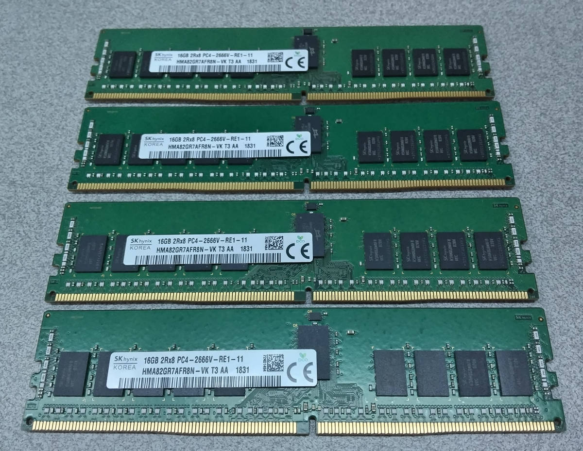 送料無料 メモリ 16GB x4 DDR4 PC4-2666V RDIMM ECC PC4-21300 Dell PowerEdge R430 R540 R740 Precision Workstation 5820 HP ProLiant BLの画像1