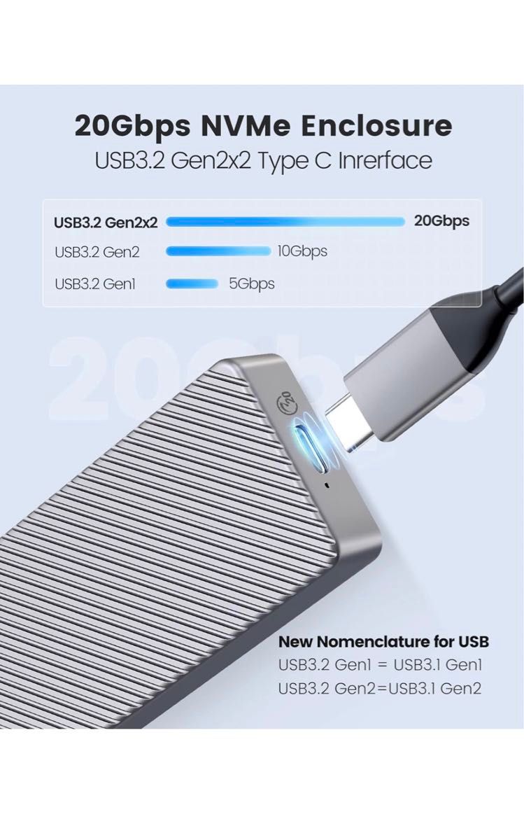 ORICO M.2 SSD 外付けケース 20Gbps M.2 NVMe ケース USB-C M.2 SSD ケース USB3.2