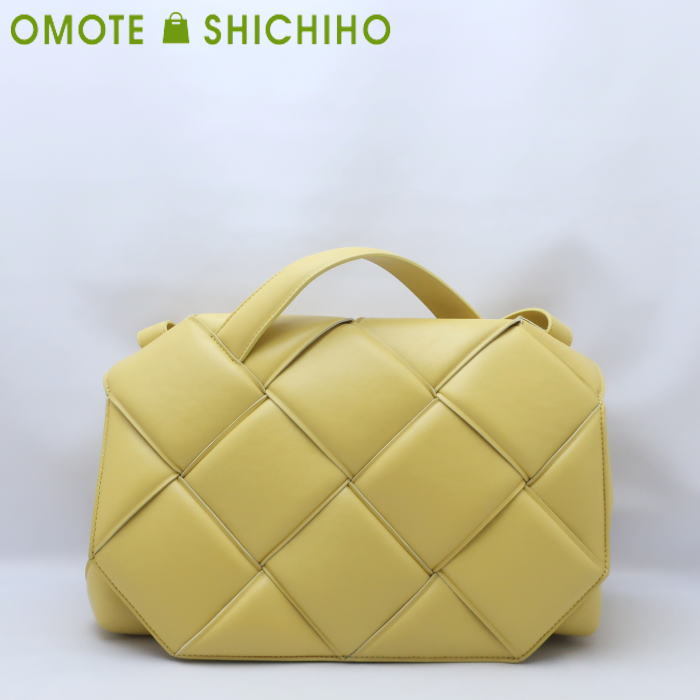 BOTTEGAVENETA ボッテガヴェネタ 2way トップハンドル ショルダーバッグ マキシイントレチャート イエロー 641236◆中古Aランク_画像1