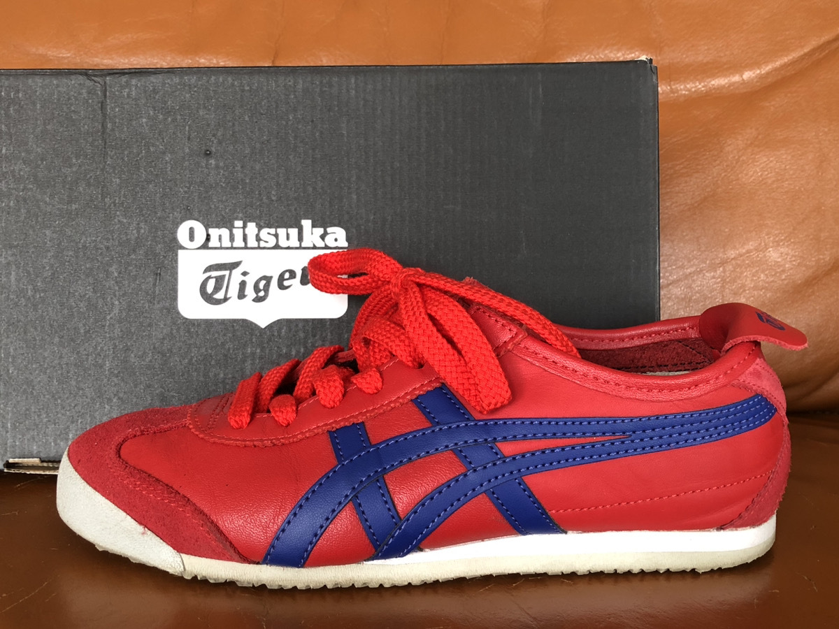 [中古美品] Onitsuka Tiger レディース スニーカー 23cm MEXICO 66 SD オニツカタイガー 赤 TH4J2L F581116 レッド メキシコ66 レザー_画像1