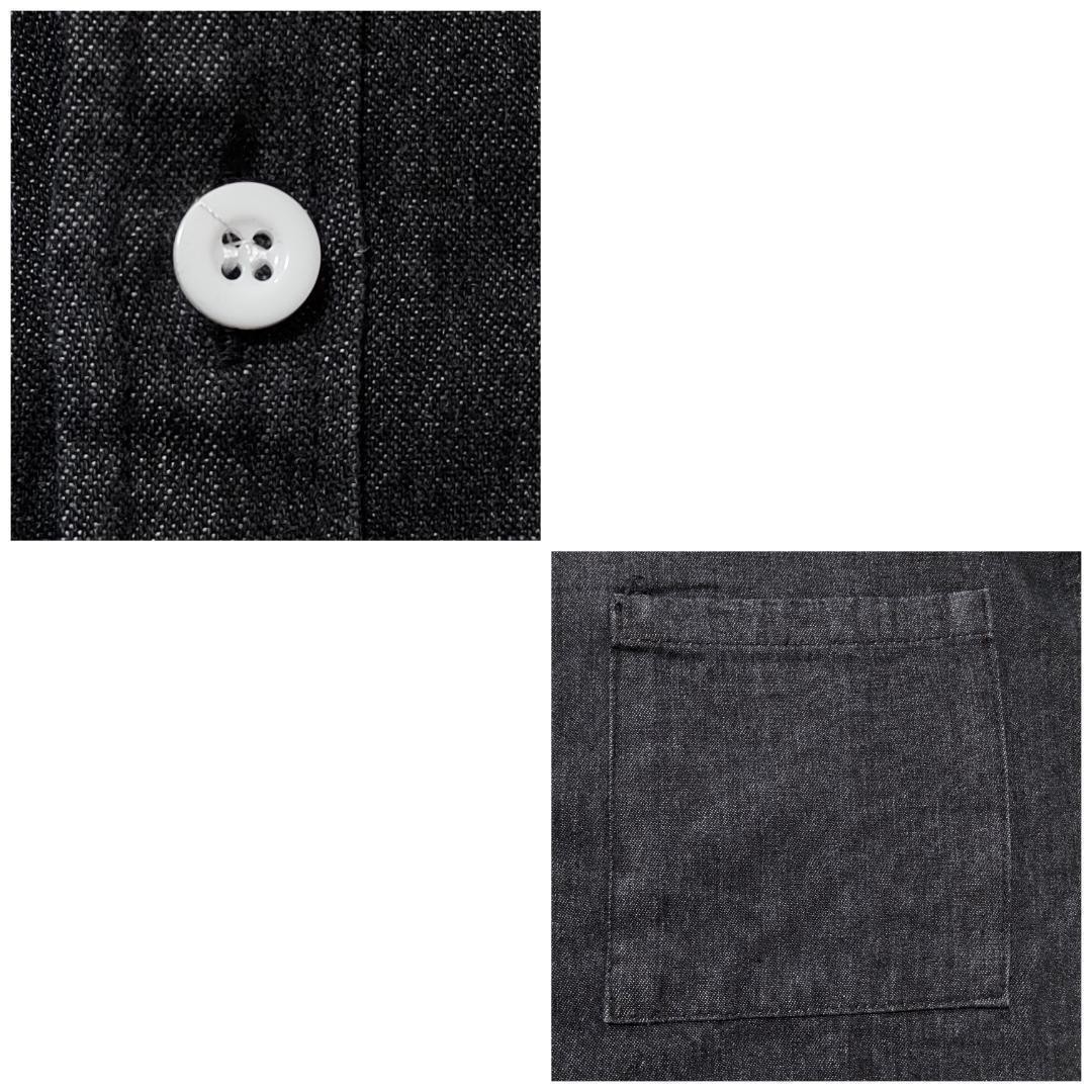 デニムシャツ グレー 黒 XL 新品未使用 胸ポケット 長袖 ブラックデニム_画像9
