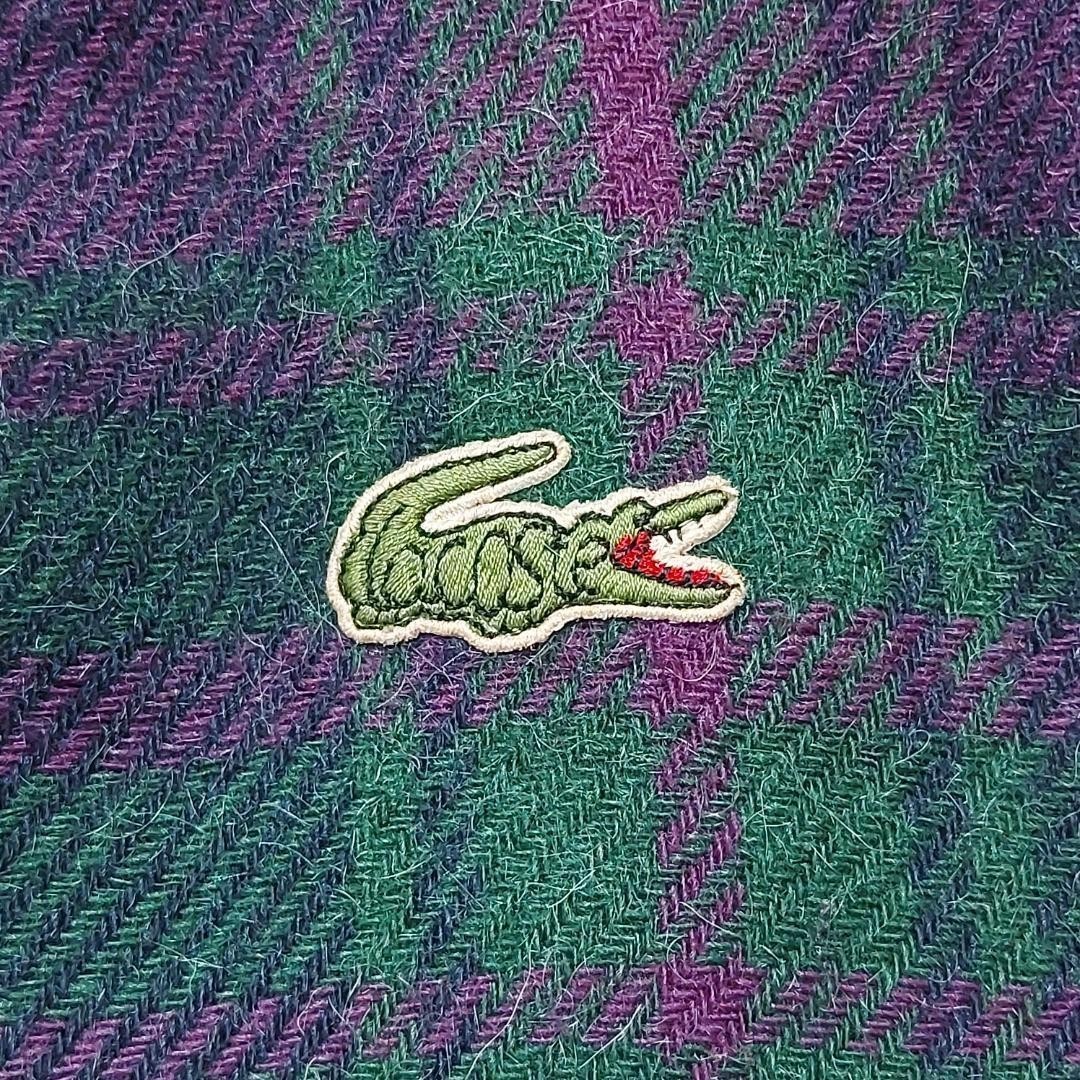 シュミーズラコステ LACOSTE チェックブルゾン ジャケット XL 緑 紫_画像4