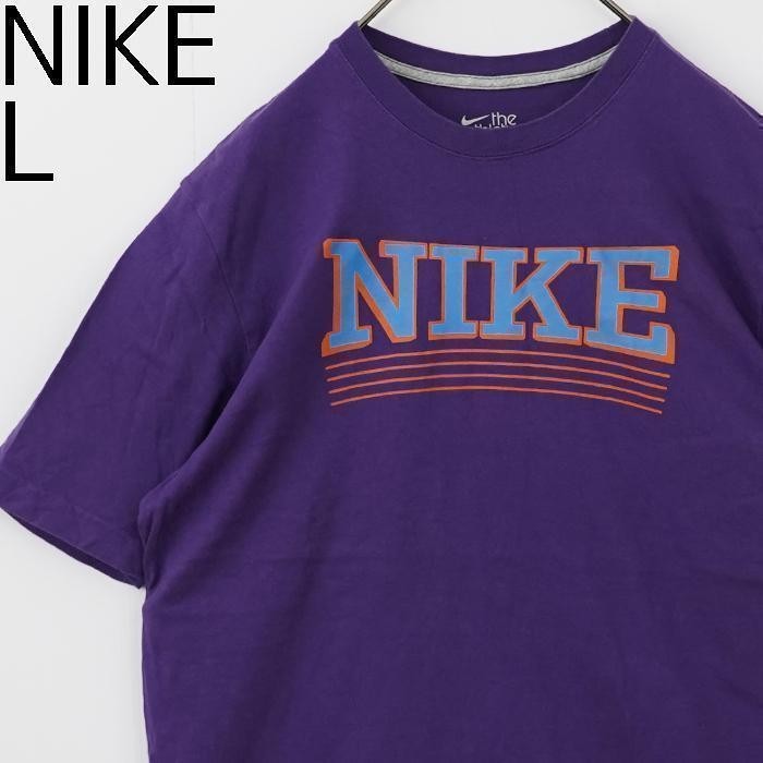 NIKE ナイキ ビッグロゴプリントTシャツ L パープル 紫 オレンジ 青_画像2