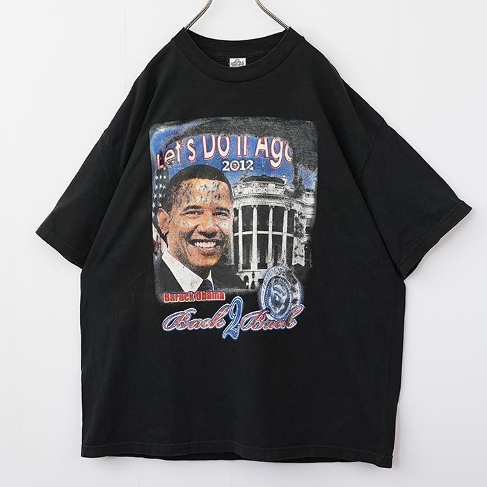 オバマ ビッグプリントTシャツ ひび割れプリント 黒ブラック 2XL メキシコ製_画像4
