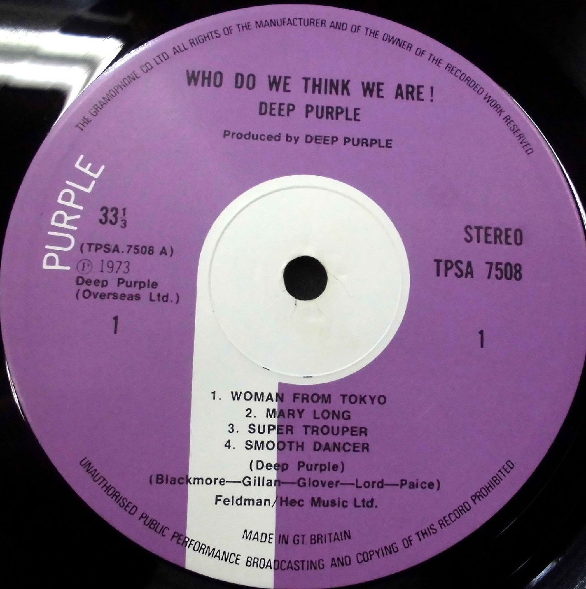 ●UK-Purple Recordsオリジナルw/insert,EX:EX Copy!! Deep Purple / Who Do We Think We Are_画像8