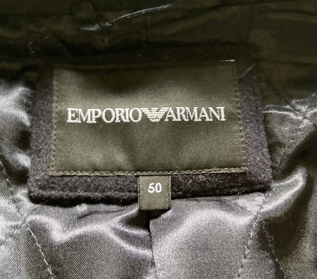 【最高峰】EMPOLIO ARMANI エンポリオアルマーニ メルトンチェスターコート ネイビー 50_画像9