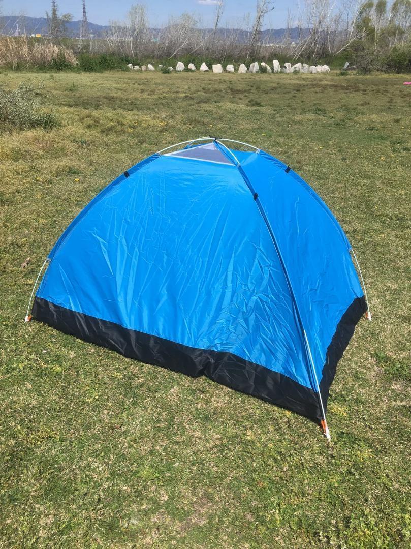 簡単組立♪ ワンタッチ テント キャンプ 2-3人用 ブルー 075 J82