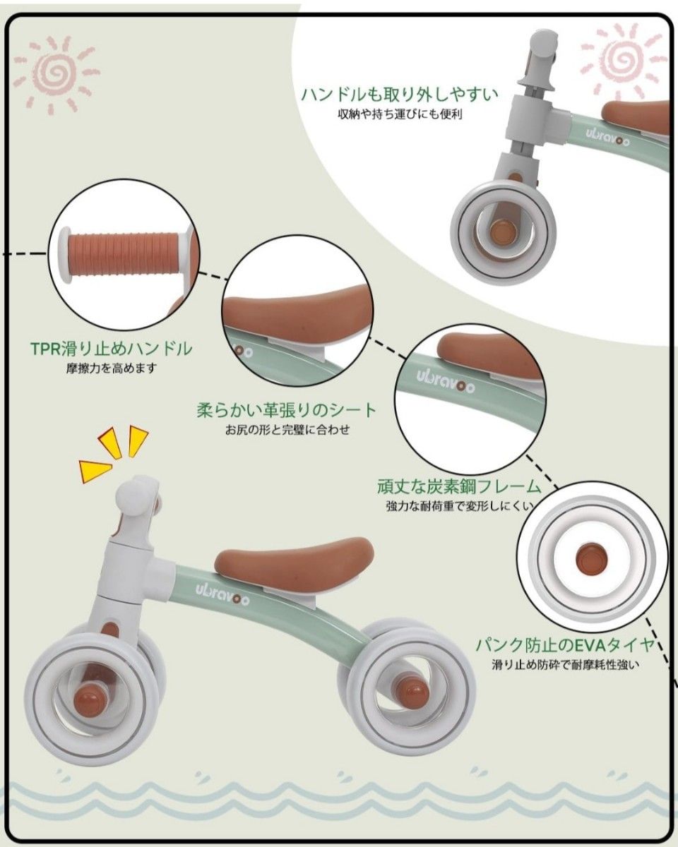 三輪車 12ヶ月-24ヶ月 ペダルなし ミニ 軽量 屋内 おしゃれ キッズバイク 幼児三輪車 子供用三輪車