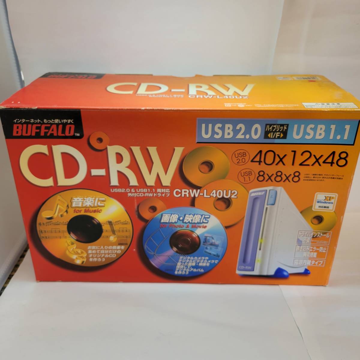 送料無料 CD-R書き込み確認済 BUFFALO バッファロー CRW-L40U2 USB接続 外付け CD-RWドライブ_画像1