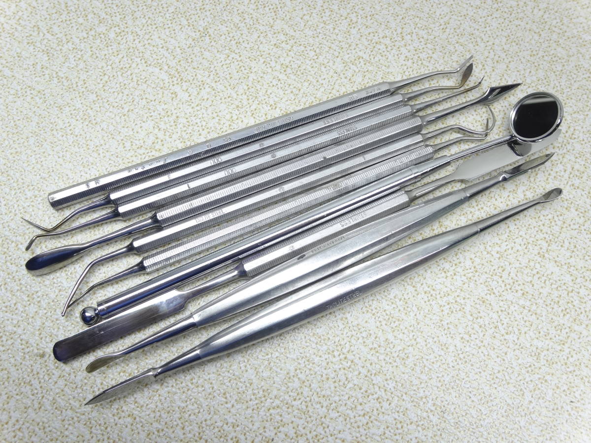 y3289 歯科工具 10本組 スケーラー スパチュラ 彫刻 造形_画像1