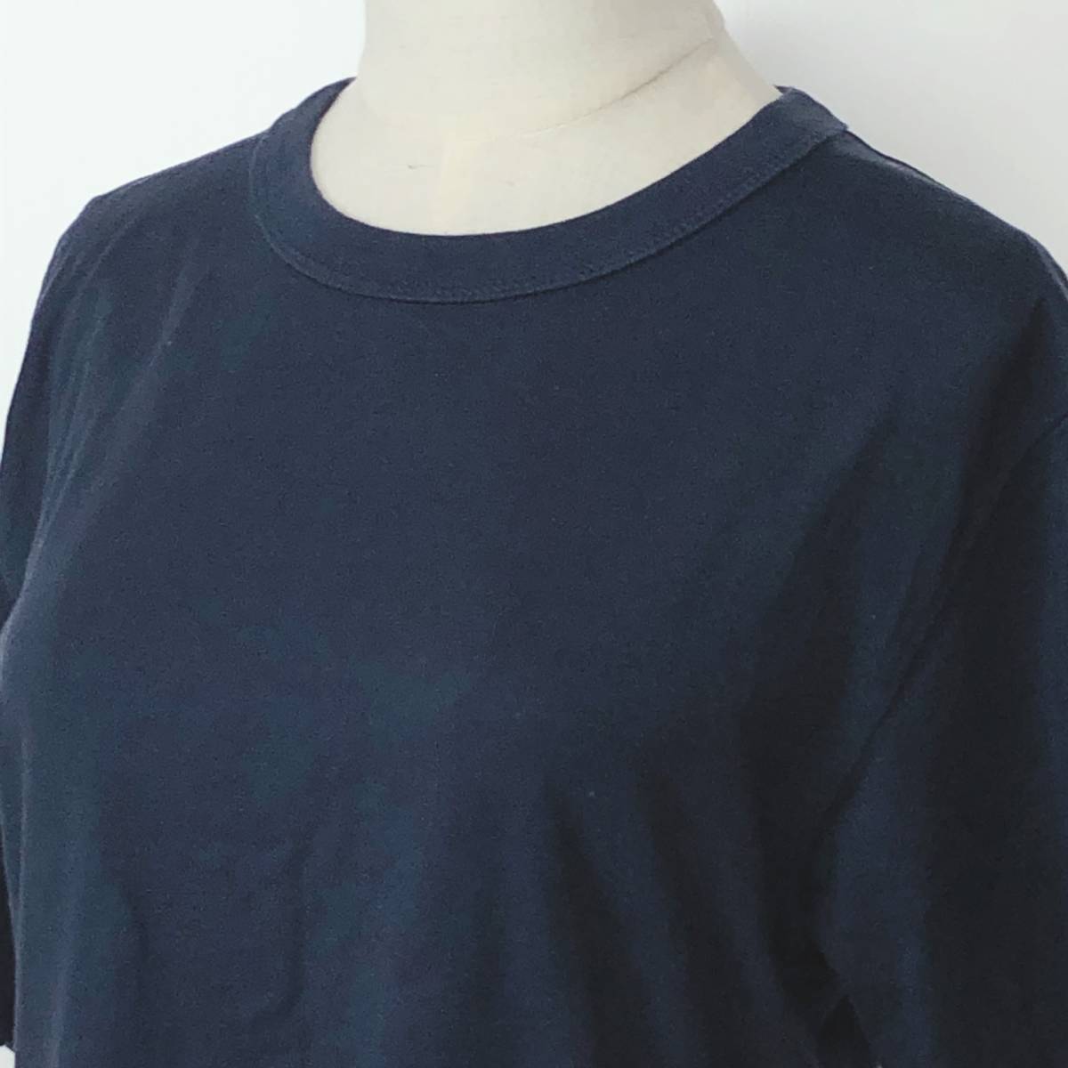X432 UNIQLO（ユニクロ）レディース トップスTシャツ 半袖 厚手 Sサイズ ネイビー 紺 無地 綿100% シンプル 夏 スポーティチックスタイル_画像5