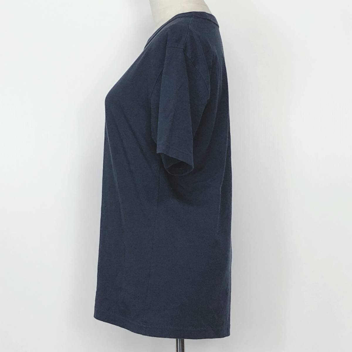 X432 UNIQLO（ユニクロ）レディース トップスTシャツ 半袖 厚手 Sサイズ ネイビー 紺 無地 綿100% シンプル 夏 スポーティチックスタイル_画像2
